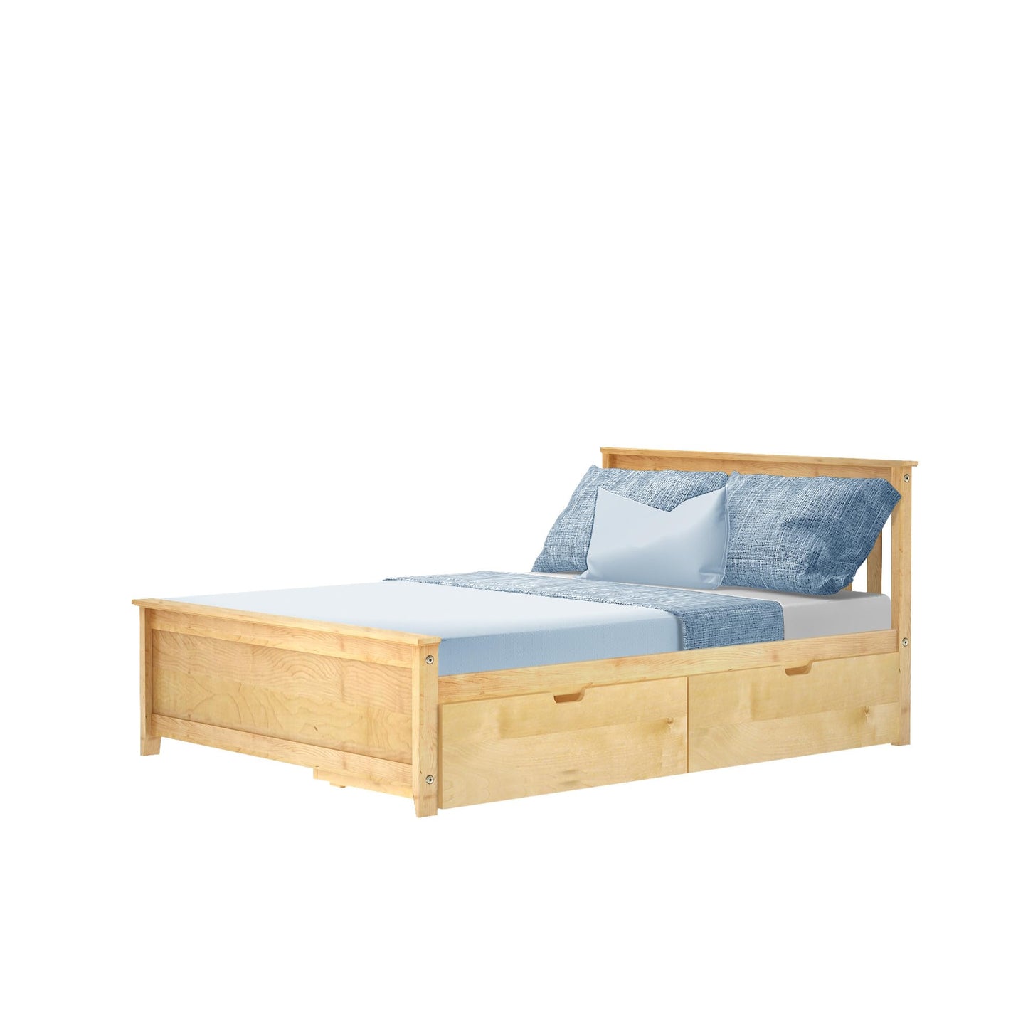 Max & Lily Classic Full Bed, Slatted Headboard, with Storage Drawers, Natural