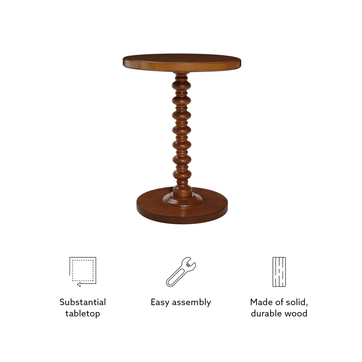 Powell Tarkin Round Hazelnut Turned Spindle Pedestal Side Accent Table