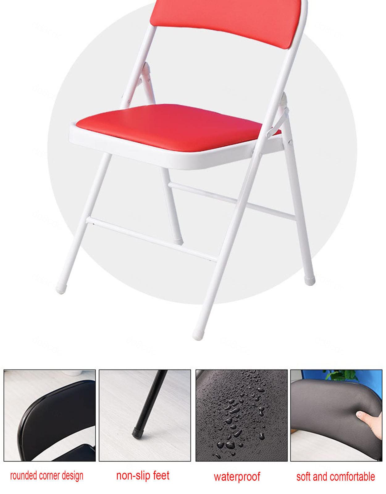 GOOBIX Folding Fold Up Chair,Folding Desk and Chair,Portable Stackable Commercial Seat for Meeting, Conference, Reception, Training Room & Home Office Desk Folding Chairs,A