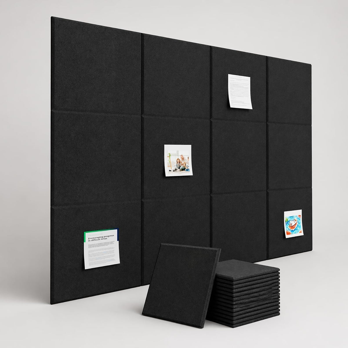 Baysola Felt Bulletin Board Panels 48 x 36 Inch Self Adhesive Wall Tiles Cork Board Alternative for Office Classroom Photos Notes 12 Pack