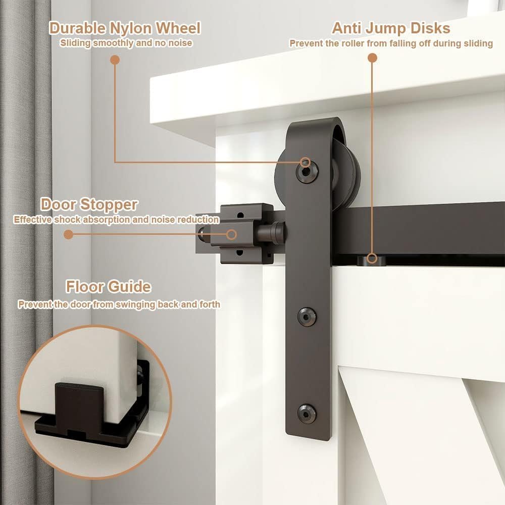 FLYVLIEG 2.5FT Super Mini Sliding Barn Door Hardware Kit for Single Door TV Stands Small Cabinets, J-Shaped Hanger (No Cabinet)