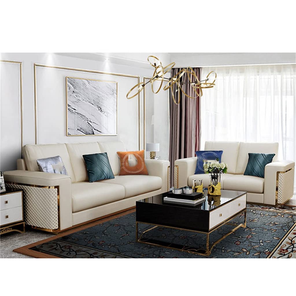 YWMLFZ Living Room 3 Seat Lounge Sofa Mid-Century Modular Furniture First Floor Upholstered Leather