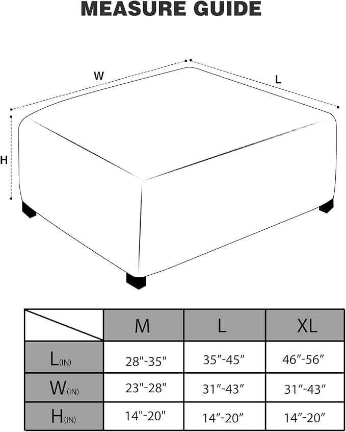 NeColorLife Ottoman Cover Square Large Ottoman Slipcover Stretch Footrest Stool