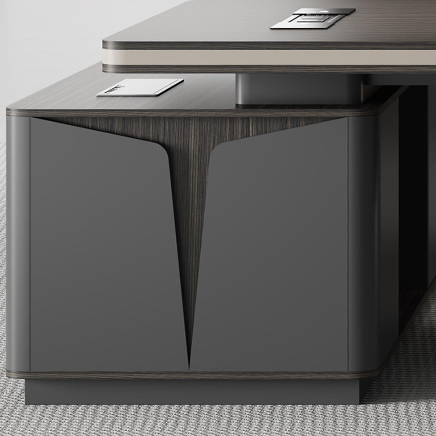 LSIGHTUS L-Shaped Executive Desk with Storage Cabinet, Office Table Wood Office Desk for CEO Boss Manager with File Drawers Business Furniture Desk Workstation for Home Office