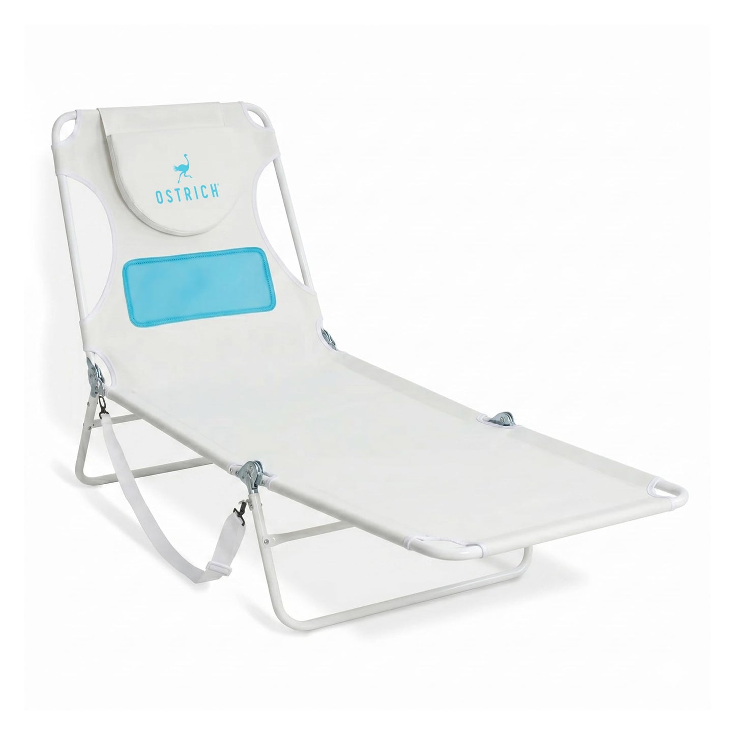 Ostrich the Ladies Comfort Lounger with Chest Support, Foldable and Portable Reclining Outdoor Patio Beach Lawn Camping Pool Tanning Chair, White