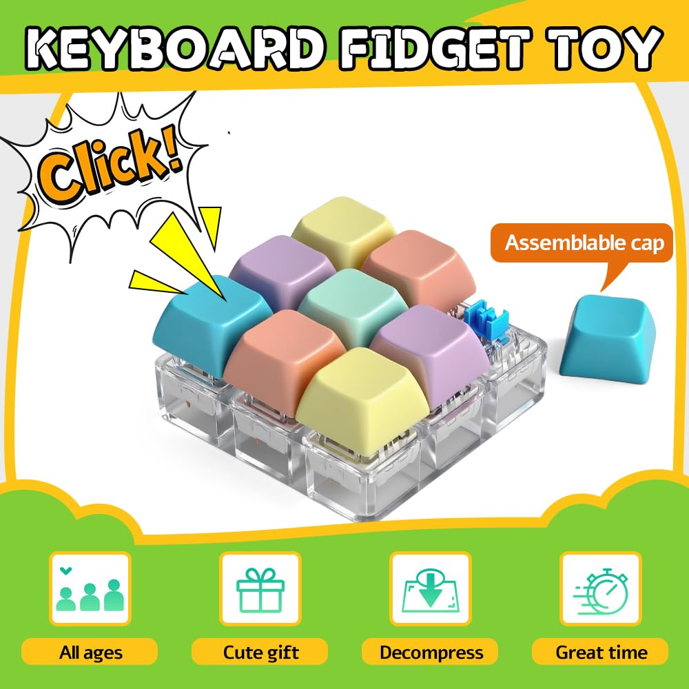 5 PCS Fidget Toys Set for Adults, Fidget Slider, Fidget Cube, Spinner Toy, Keyboard Clicker Toy, Fidget Pad, Cool Gadgets Office Desk Toy for Men Teen Gift