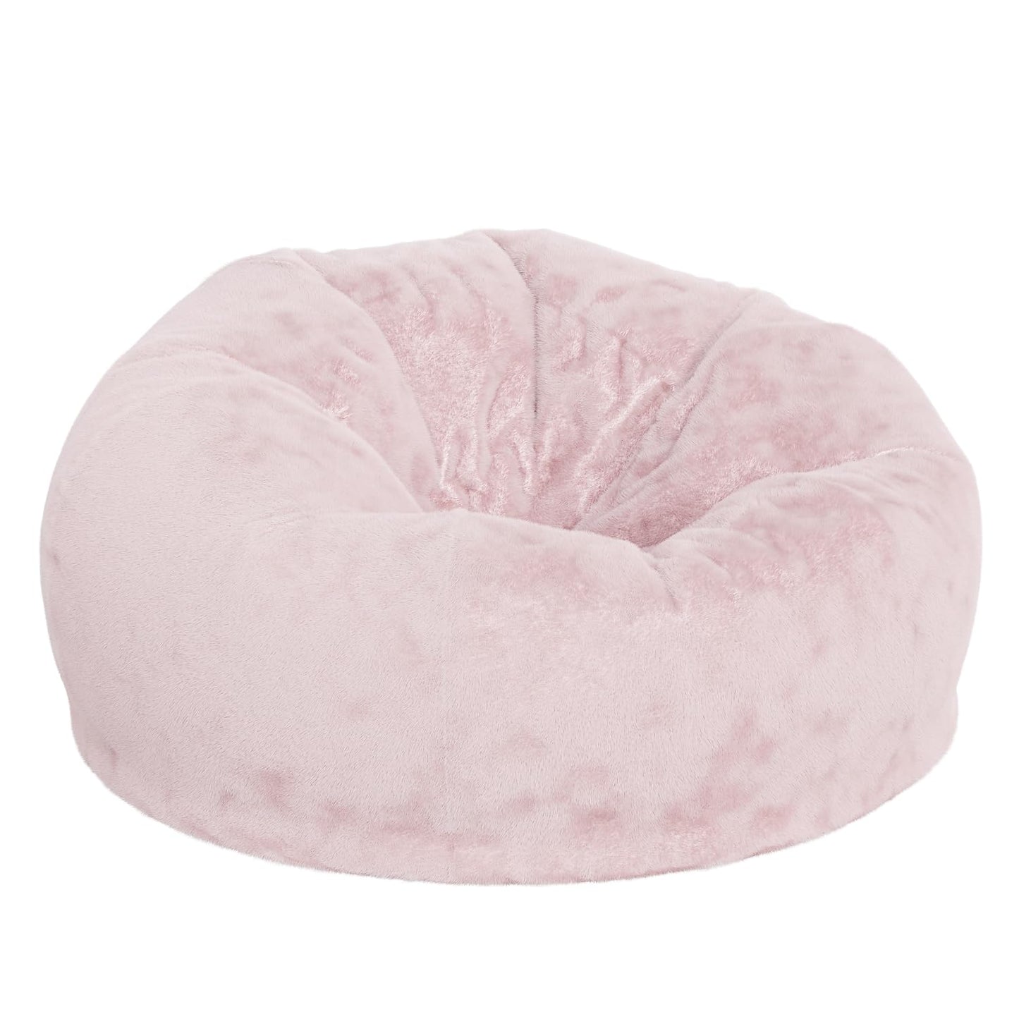 Flash Furniture Duncan Oversized Blush Furry Bean Bag Chair for Kids and Adults
