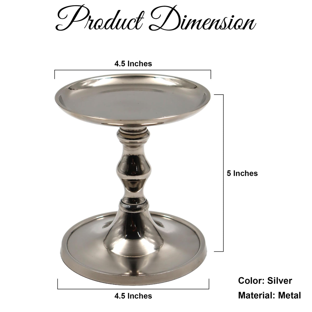 Hosley Aluminum Metal Decorative Pillar Candle Holder Silver Finish for Candles or Display, 5Inch High - Ideal for Weddings, Parties, Events, Home Decor, Gifts, Elegant