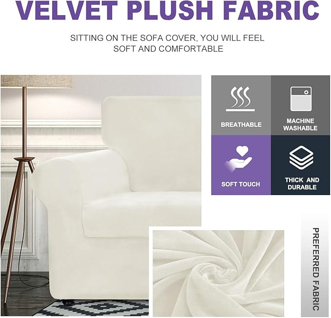 ZNSAYOTX Oversized Velvet 3 Piece Couch Cover