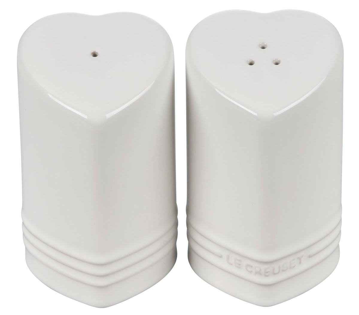 Le Creuset Stoneware Heart Shaped Salt & Pepper Shakers, 4 oz. Each, White