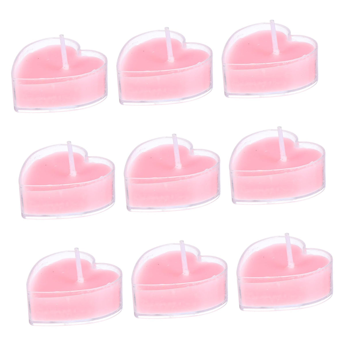 Beavorty 9Pcs Heart Shaped Scented Candles Smokeless Tea Wax with Pink Rose Fragrance Eco Friendly Aromatherapy for Home Wedding Birthday Decoration Soft Flicker Romantic Lighting