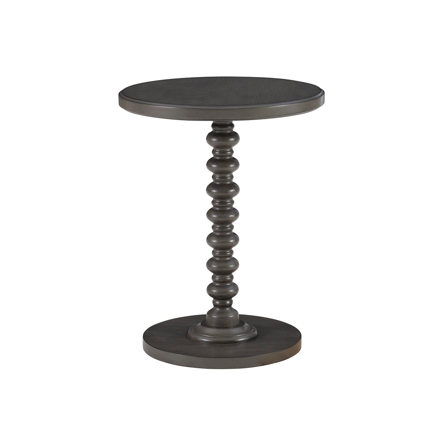 Powell Tarkin Round Dark Grey Turned Spindle Pedestal Side Accent Table