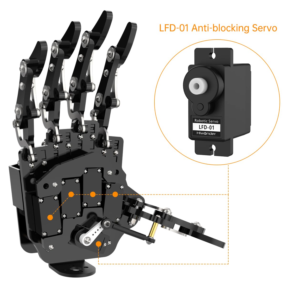 Robot Hand Five Fingers Solely Movement Bionic Robot Mechanical Arm DIY - Left Hand with Servo Tester