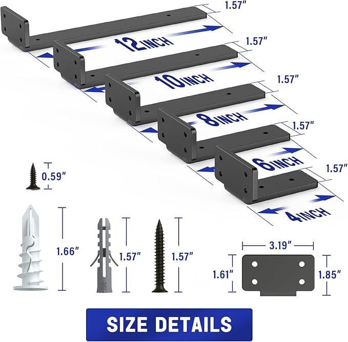 Goovilla Shelf Bracket, Heavy Duty Floating Shelf Brackets 8 inch Long