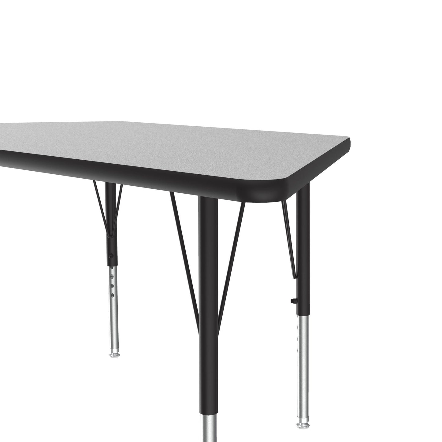 Correll Econoline Classroom Activity Table, 30"x60" Trapezoid Gray Granite Melamine Top, Adjustable Height Legs, School Furniture (AM3060-TRP-15)