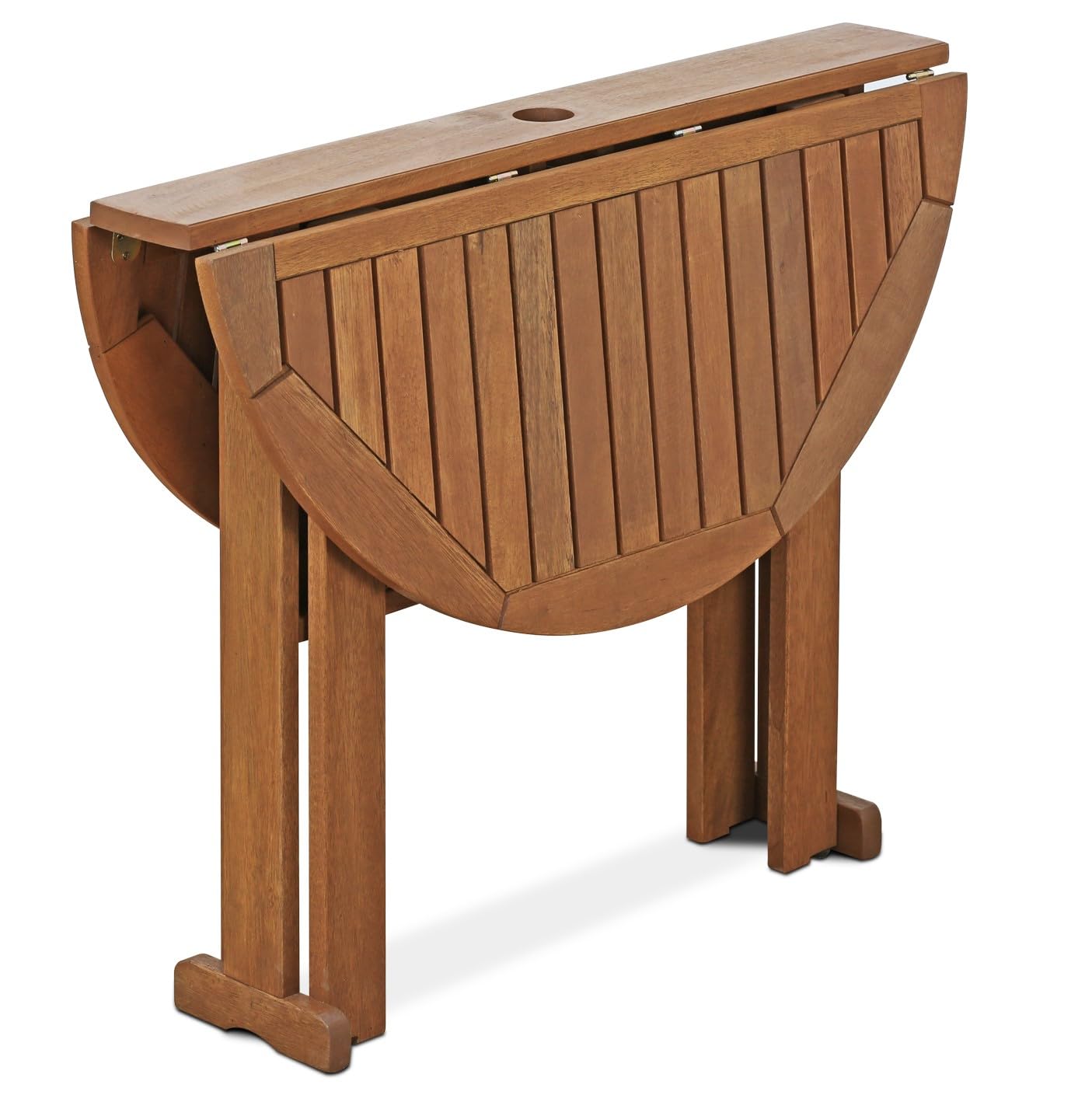 Furinno FG17035 Tioman Hardwood Patio Furniture Gateleg Round Table in Teak Oil, Natural