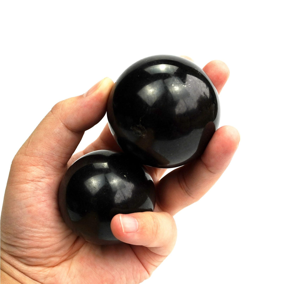 SISAMN Black Tourmaline Crystal Spheres Ball 50-60mm - Healing Crystals Decor for Meditation, Chakra Alignment, Yoga,Gifts Collection - 1.97-2.36 inches