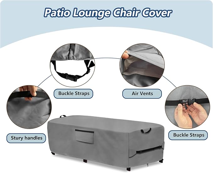 Waterproof Patio Lounge Chair Cover 2 Pack, Heavy Duty 600D Waterproof Outdoor