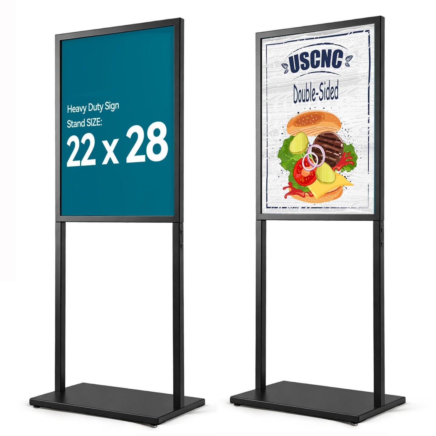USCNC Black 22×28inch Sign holder floor stand, heavy Duty Pedestal poster banner stand for display,22×28inch slide-in double sided poster sign holder floor standing for board Display (Black 2 Pack)