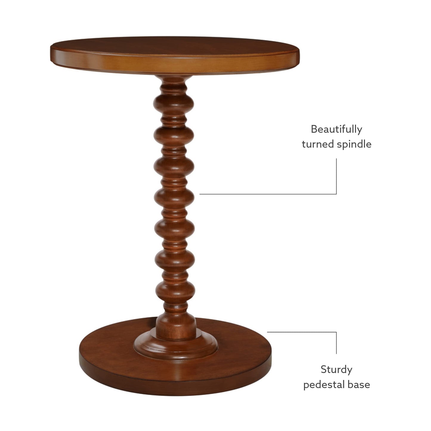 Powell Tarkin Round Hazelnut Turned Spindle Pedestal Side Accent Table