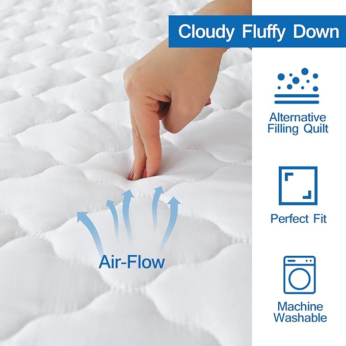 2 Pack Twin Mattress Pad Waterproof Mattress Protector, Quilted Twin Size