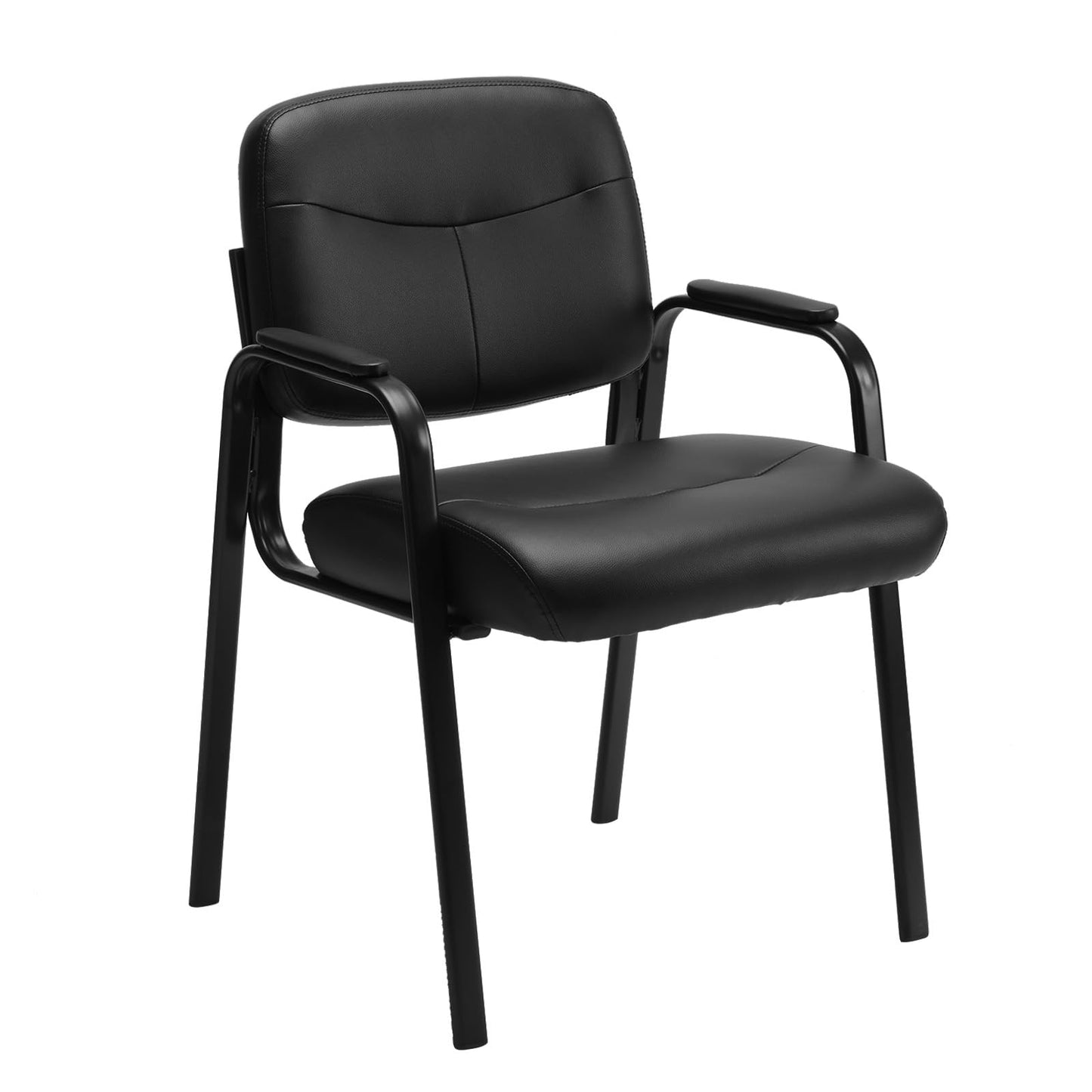 OLIXIS Office Waiting Room Chairs Set of 4, Leather Desk Reception Guest Stationary Side Chair with Padded Arms for Home Conference Meeting Lobby Area Medical Clinic Church