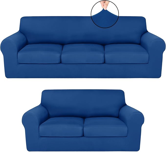 HunnmingRe Sofa Covers for 3 Cushion Couch Stretch Sofa and Loveseat Covers Set