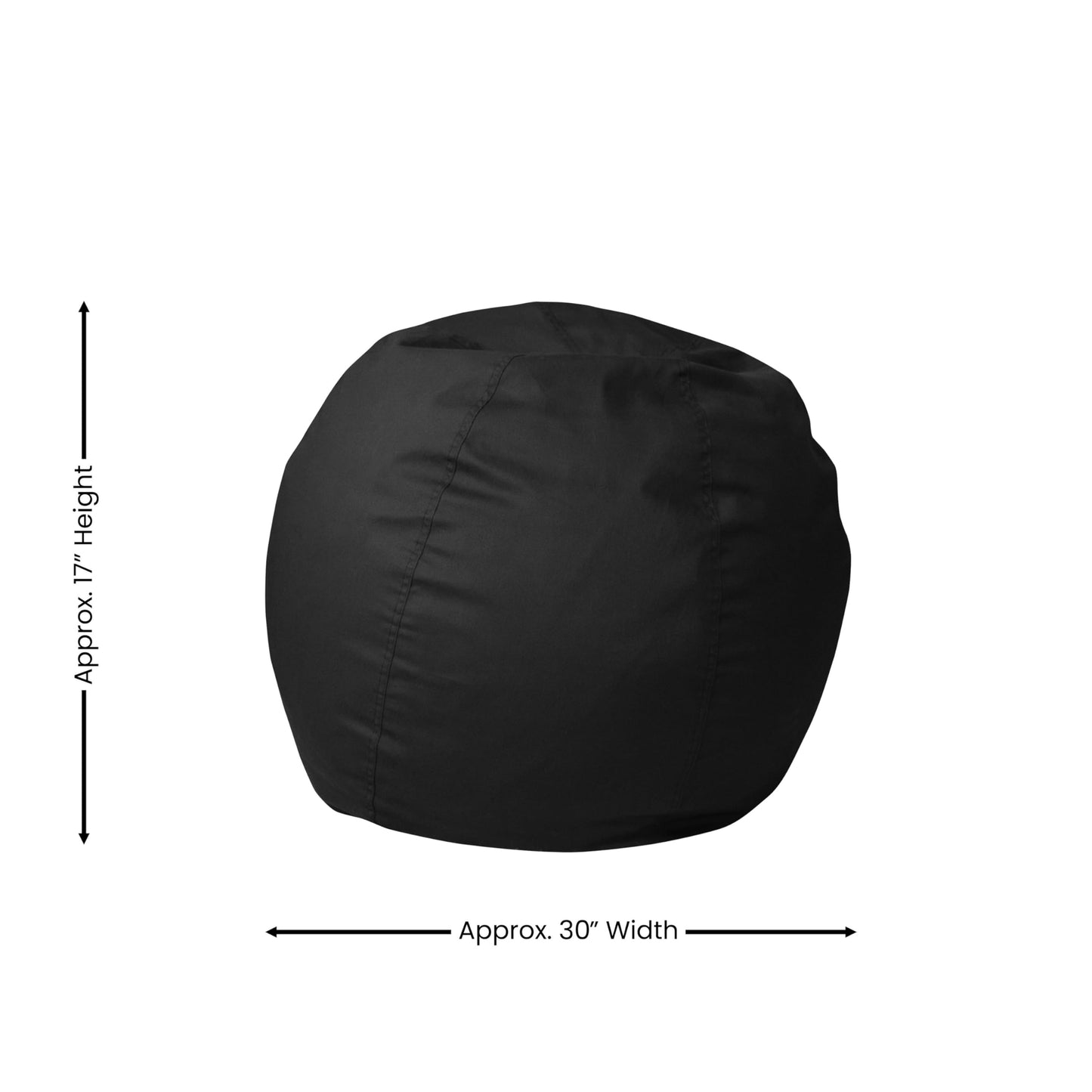 Flash Furniture Dillon Small Solid Black Bean Bag Chair for Kids and Teens