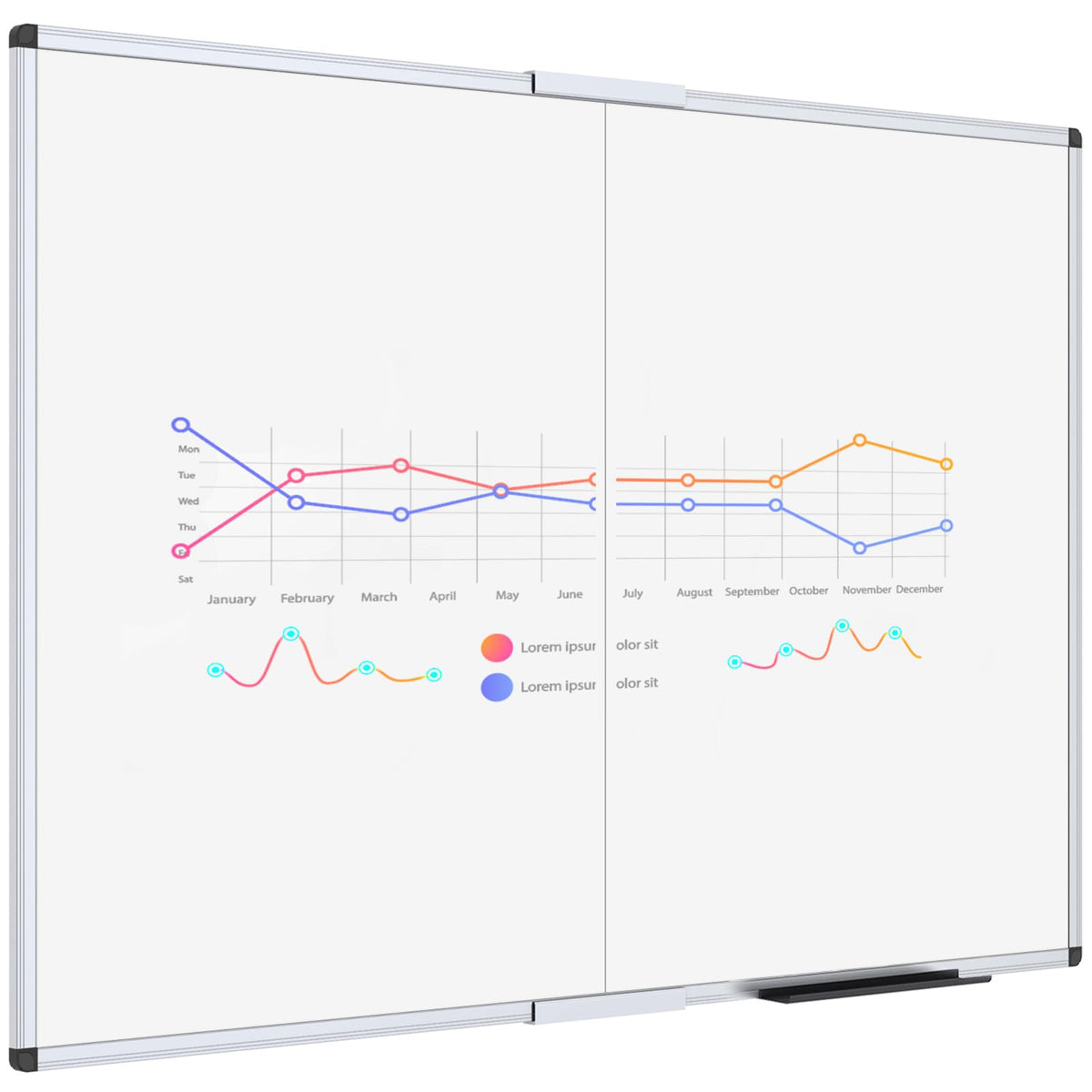 VIZ-PRO Magnetic Foldable Whiteboard, 48 x 36 Inches, Dry Erase Wall Mounted Board for School Office and Home