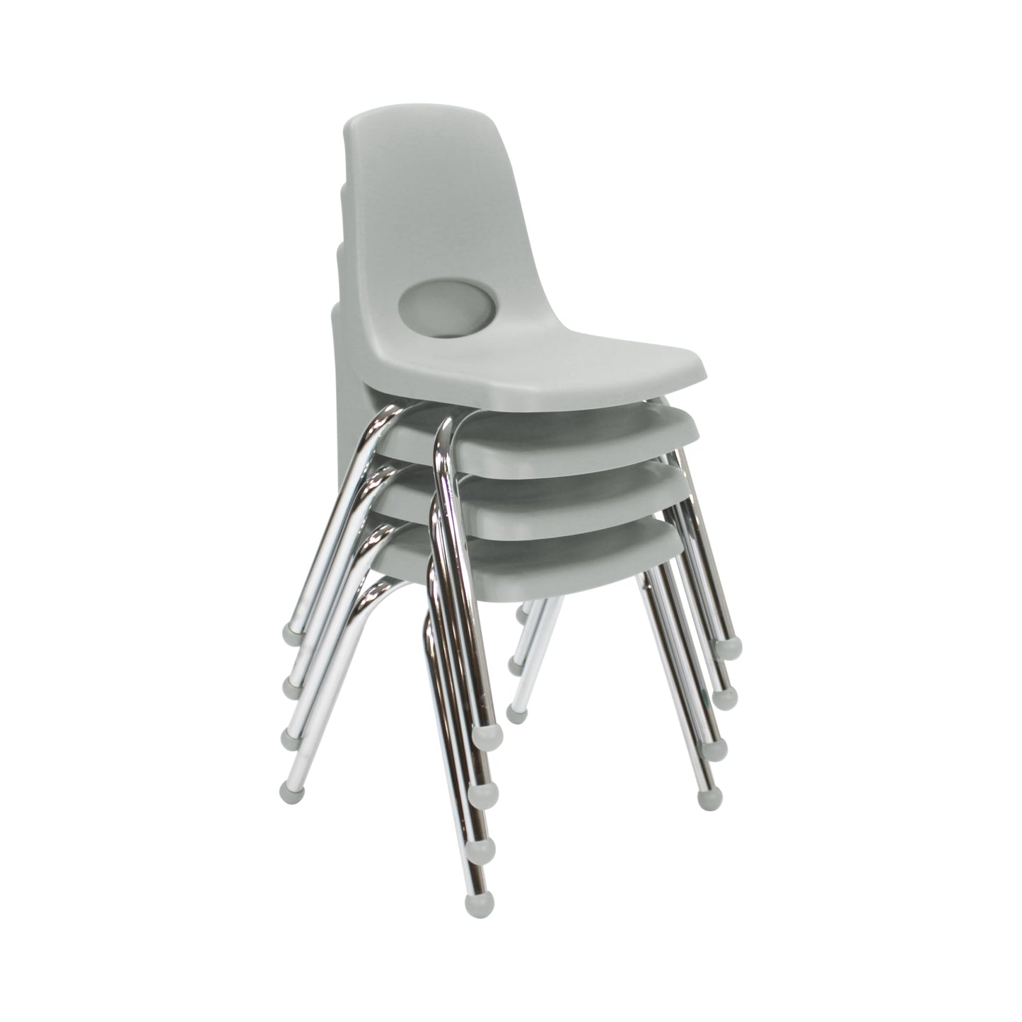 FDP 16" School Stack Chair, Stacking Student Seat with Chromed Steel Legs and Ball Glides For In-Home Learning or Classroom - Light Gray (4-Pack), 10382-LG
