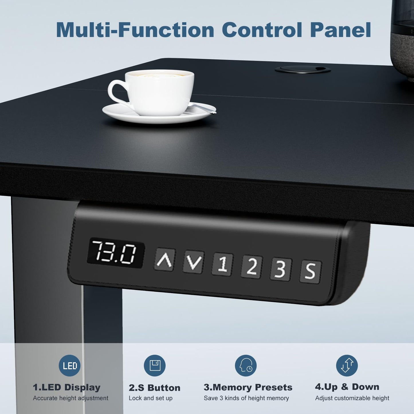DUMOS 40 Inch Electric Standing Desk Height Adjustable, Sit to Stand Up Computer Workstations Work PC Table Home Office Study Writing Gaming Desks with Memory Presets for Walking Pad, Bedroom, Black