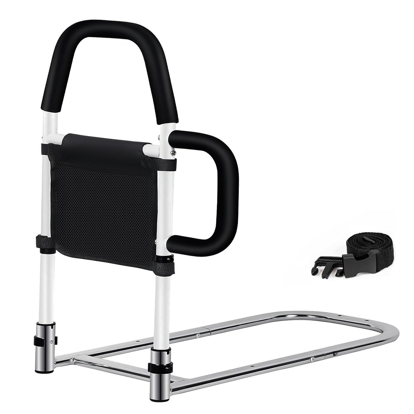 Muyege.Duan Bed Rail for Elderly Adults – Adjustable Bed Assist Handle with Non-Slip Foam Grip, Storage Pocket & Safety Strap Tool-Free Installation Bedside Rail for Seniors, Injured or Pregnant Users