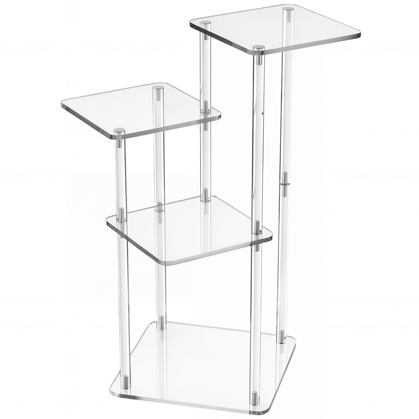 NiHome 4-Tier Clear Acrylic Side Table for Modern Homes, 27" High Easy Assembly Display Stand for LEGO Collection Sets,Figurine Display Shelf Riser for Plant Indoor,Collectibles & Room Decor