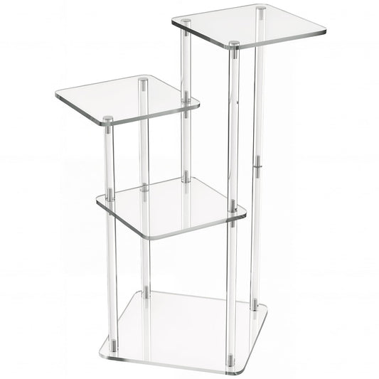 NiHome 4-Tier Clear Acrylic Side Table for Modern Homes, 27" High Easy Assembly Display Stand for LEGO Collection Sets,Figurine Display Shelf Riser for Plant Indoor,Collectibles & Room Decor