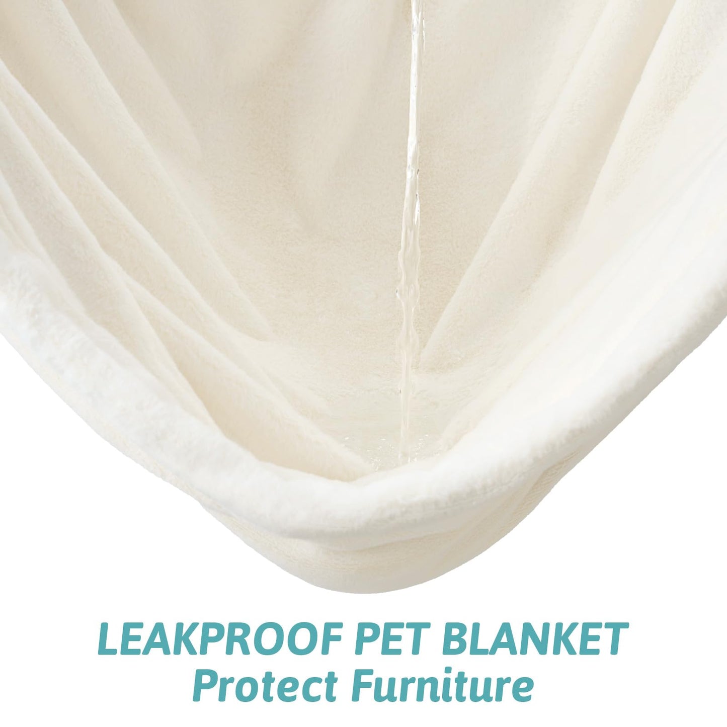 COZY KISS Luxury Faux Fur Throw Blanket Twin, Ultra Soft Waterproof Pet Blanket, Cozy Warm Plush Blanket for Bed Sofa Bedroom Living Room, Liquid Pee Proof for Large Dog or Cat, 60x80 inch, Cream