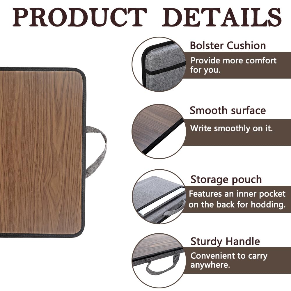 Portable Laptop Desk Fits Up to 16“ Laptops, Built-in Cushion,Lap Stand for Bed & Couch & Carpet, Great for Home & Office,Lap Desk with Cushion (Brown, Medium)