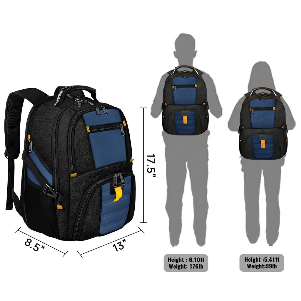 YOREPEK Large Backpack for Men, Extra Large Laptop Backpacks for Men Women, Water Resistant Travel Backpack Airline Approved Business Work Bag Fits 17 Inch Computer, Black