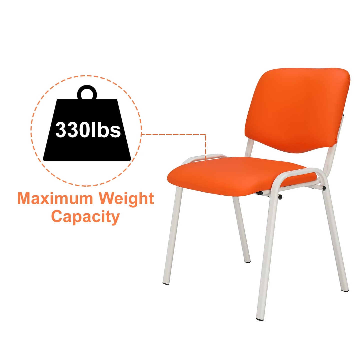VINGLI Orange Waiting Room Chairs, 5-Pack PU Church Chairs Conference Stackable Office Guest & Reception Stacking for Meeting,Office Lobby, Simple&Space-saving Pu-orange
