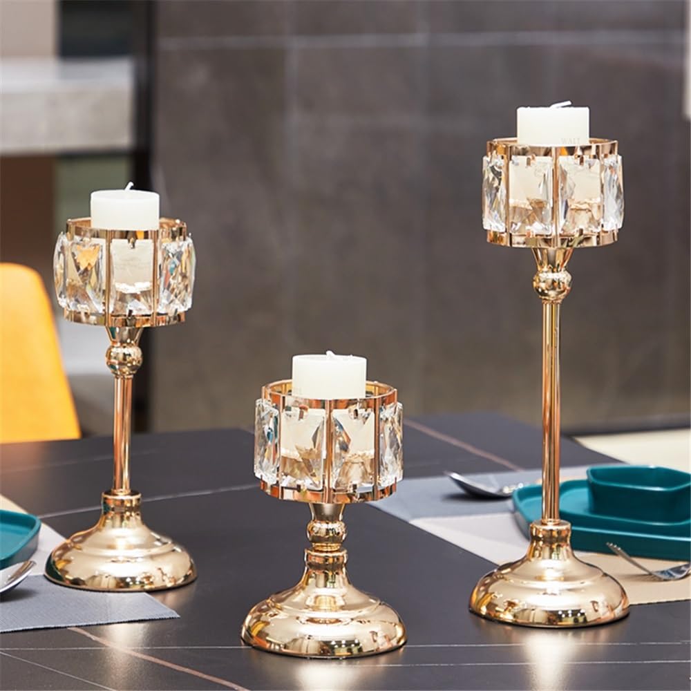 Candlestick Holders Simple Iron Glass Candlestick Modern Table Decoration Ornaments Candle Holder Candle Holders(Silver,Small)