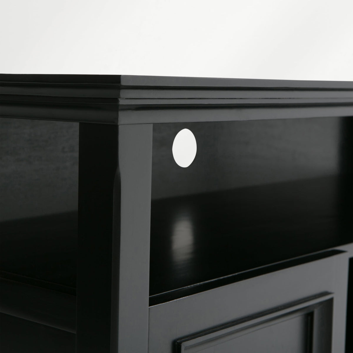 SIMPLIHOME Amherst TV Stand - 54 inch Wide Solid Wood Media Console in Deep Black, Transitional Entertainment Center for Living Room for TVs up to 60 Inches with Shelves and Cable Management