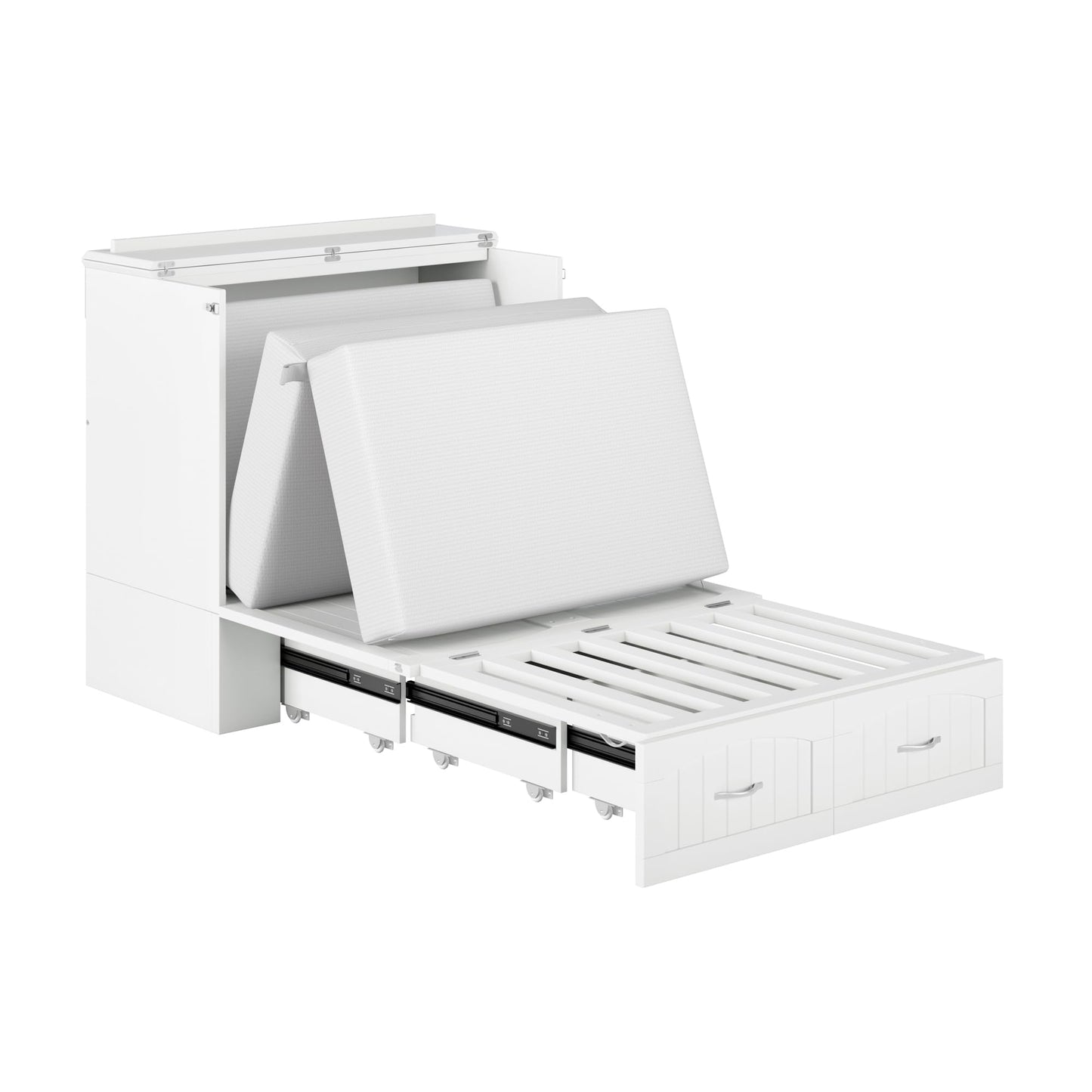 AFI, Southampton Murphy Bed Chest Twin XL with 6" Mattress, Storage Drawer & Built-in USB Charger, White
