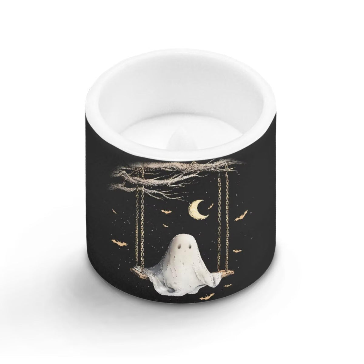 Merkmak 4Pcs Flameless Candles with Remote Halloween Moon Ghost Battery Operated Candles with Timer Pillar Tea Lights Bulk for Indoor Outdoor Banquet Party Home Decoration