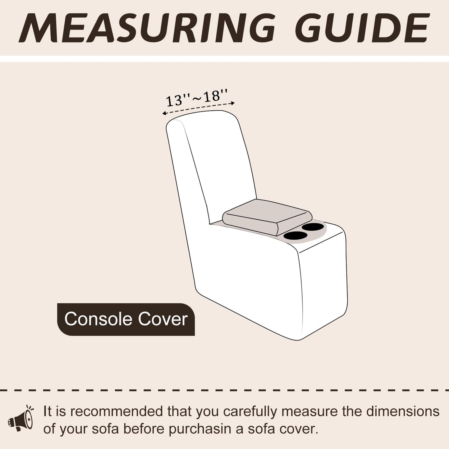 Arfntevss Sectional Recliner Couch Covers Velvet Corner Sectional Sofa Cover for Reclining Couch Stretch L Shape Recliner Slipcover Washable Middle Console Protector (1 Console Cover, Light Brown)