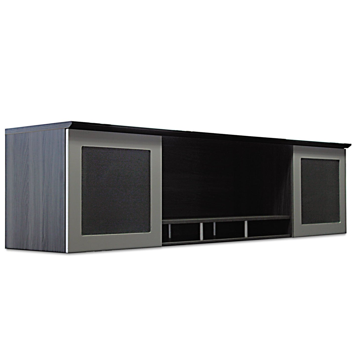 Safco Mayline MNH72LGS Medina Hutch Cabinet with Glass Doors, 72"W, Gray Steel Laminate