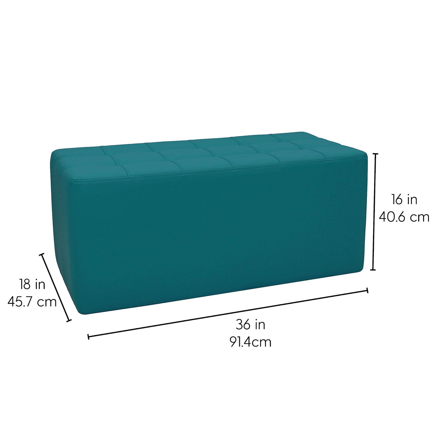 Factory Direct Partners Tufted Rectangle Accent Ottoman Bench Beautifully Upholstered Furniture for Modern Home, Office, Library or Waiting Area Seating, Footstool, Table Use - Teal, 14046-TL