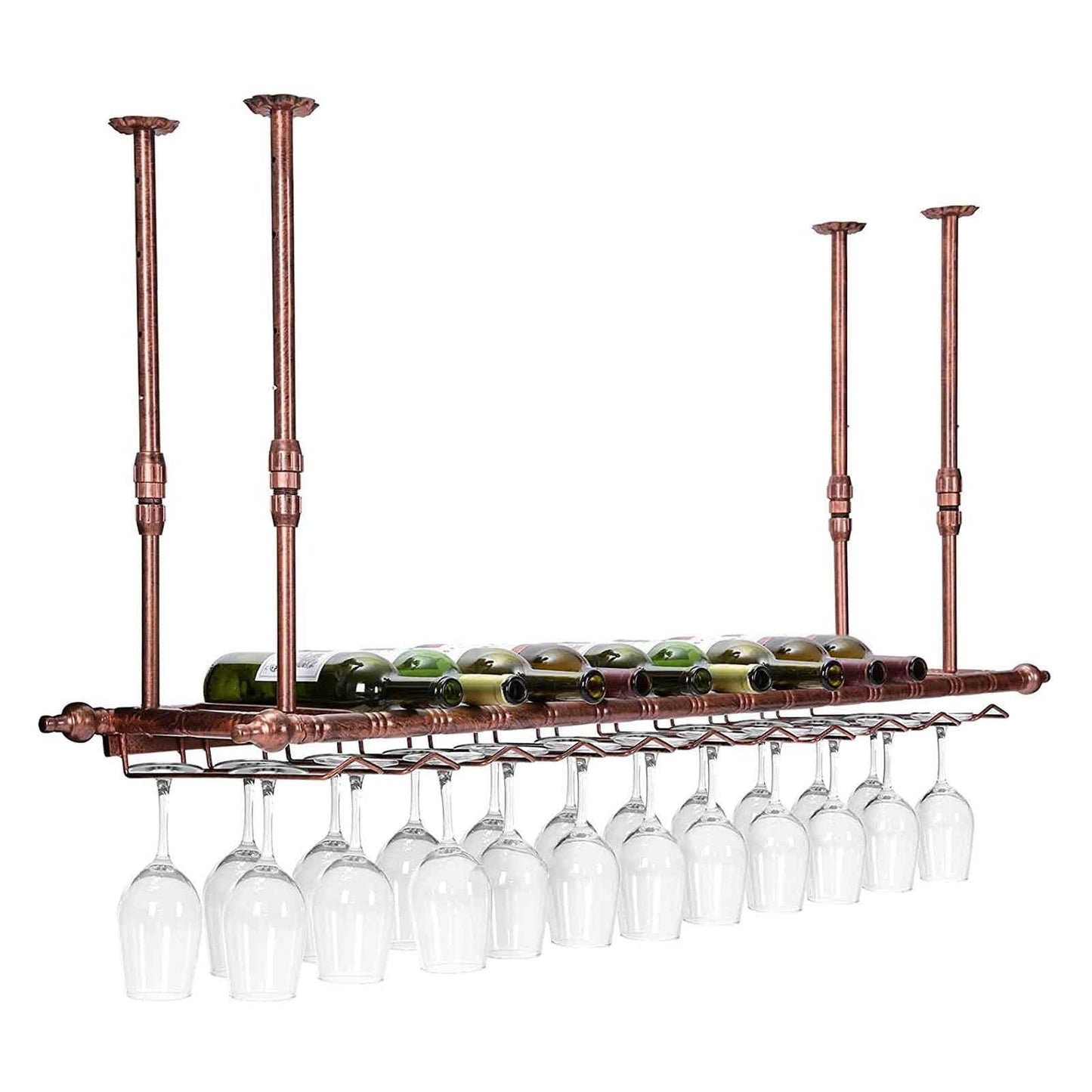 QWBDNMQP Ceiling Wine Glass Rack, Hanging Wine Bottle Rack, Height Adjustable Hanging Wine Rack Cabinet, Bottle Holder Perfect for Bar Cafe Kitchen Storage Decorate Shelves (Size : 60x30cm