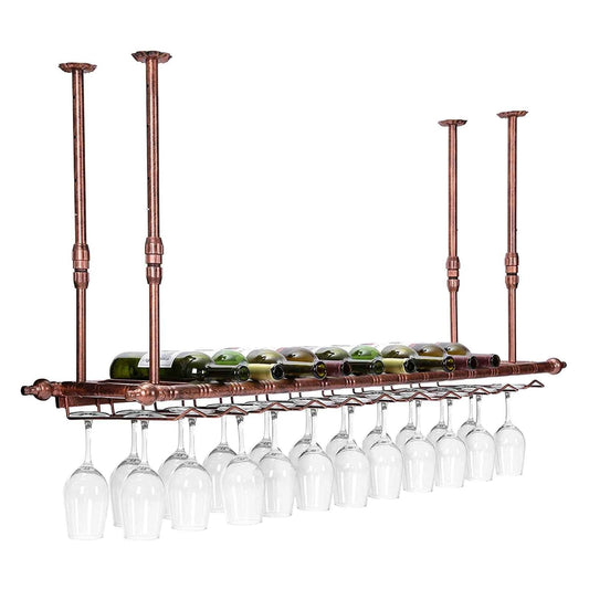 QWBDNMQP Ceiling Wine Glass Rack, Hanging Wine Bottle Rack, Height Adjustable Hanging Wine Rack Cabinet, Bottle Holder Perfect for Bar Cafe Kitchen Storage Decorate Shelves (Size : 60x30cm