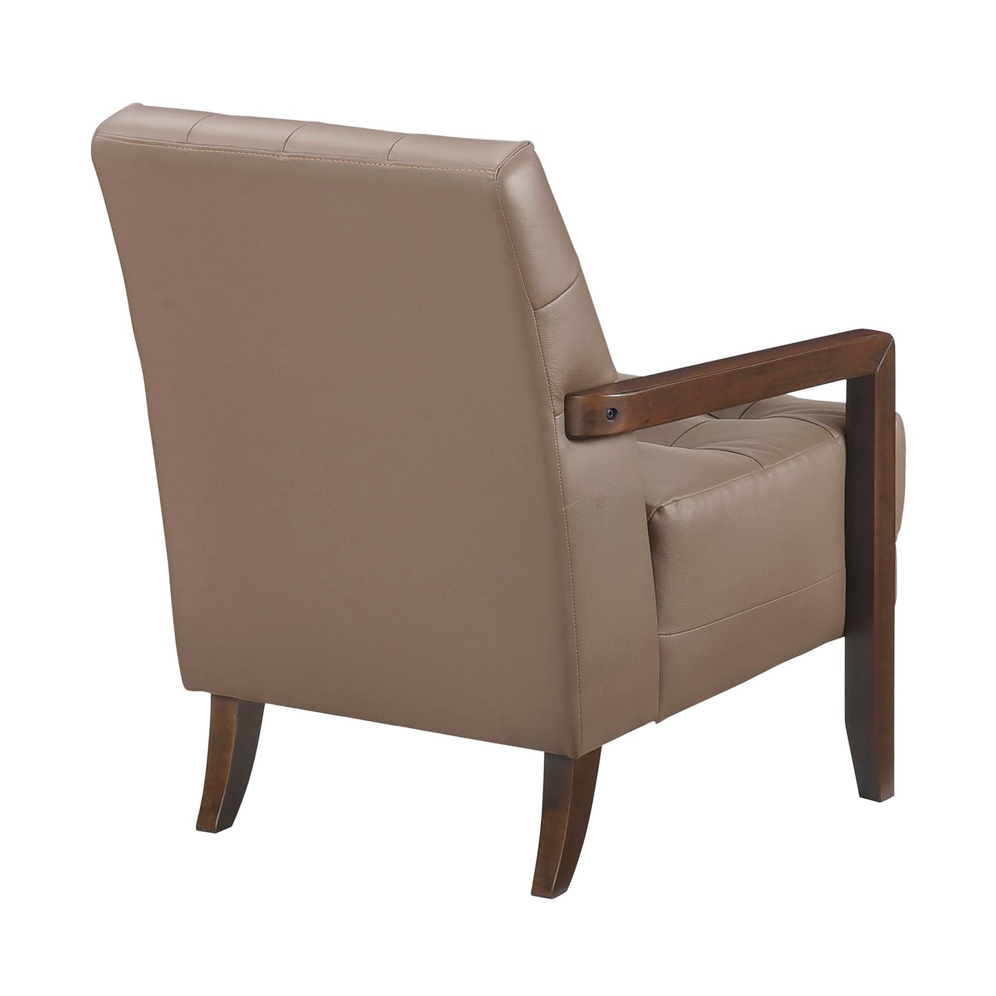 Lexicon Modern Accent Chair, Luxury Genuine Leather Match Living Room Chair with Tufted Cushions, Solid Wood Frame and Arm Rest, Comfy Upholstered Single Seat for Bedroom/Reading/Office, Brown