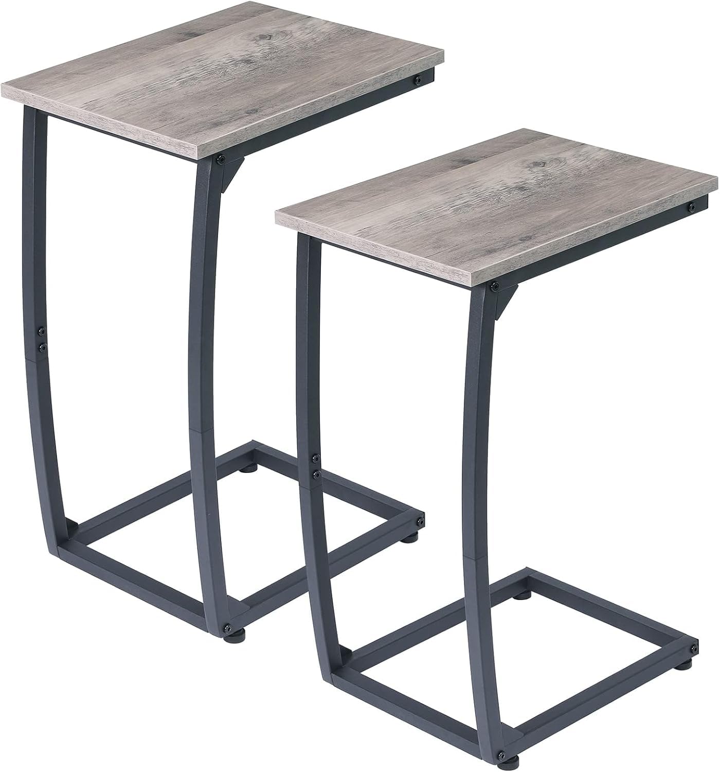 LAKEMID C Shaped End Table Set of 2, Side Table for Couch,Curved Support Legs, Slide Under Couch Table for Sofa, TV Tray Table for Living Room Bedroom（Lvory）