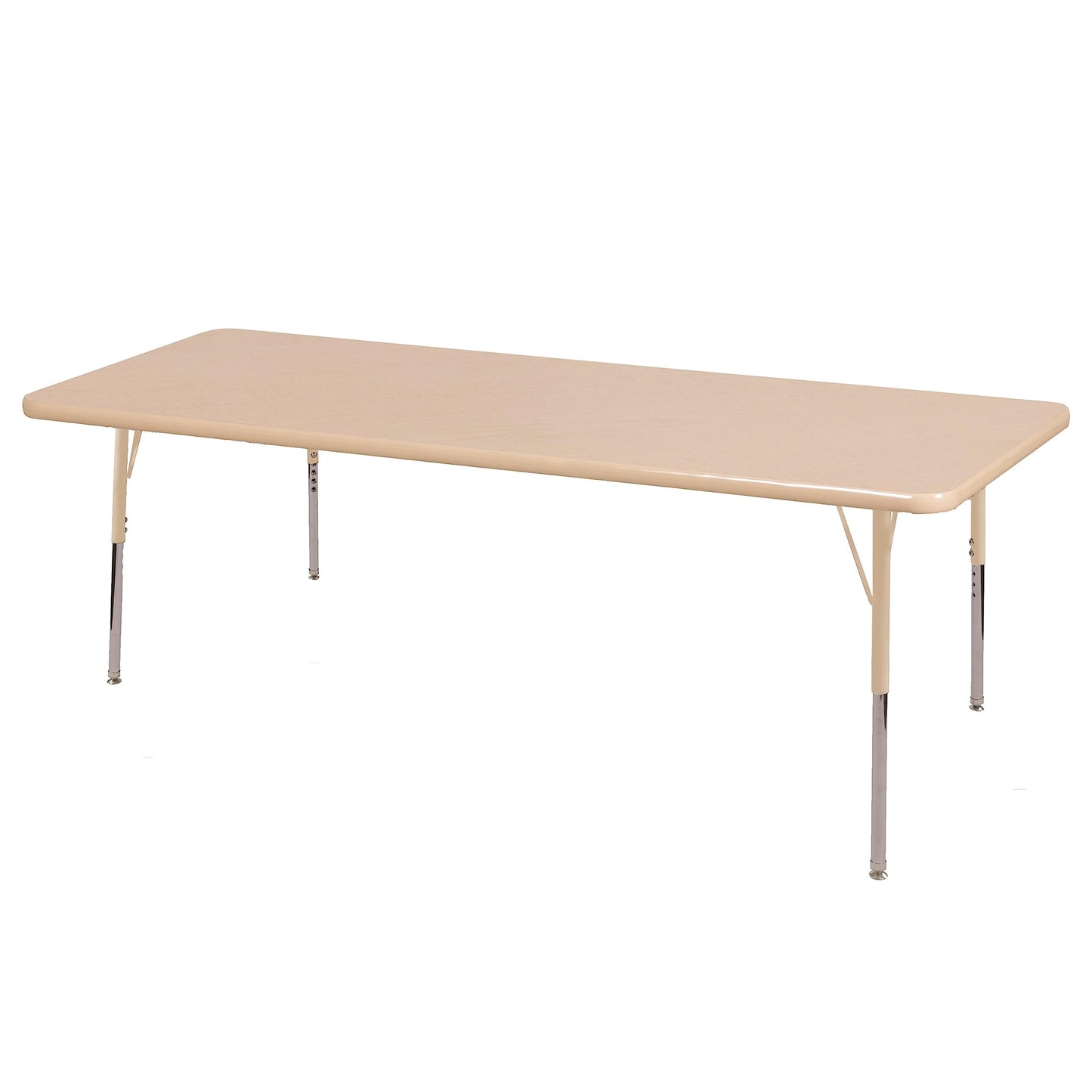 FDP Rectangle Activity School and Office Table (36 x 72 inch), Standard Legs with Swivel Glides, Adjustable Height 19-30 inches - Maple Top and Maple Edge with Sand Legs, 10035-230